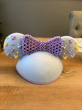 Disney Lavender/blue Minnie Ear Headband with Beaded Bow